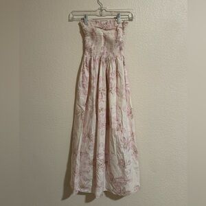 PINK FLORAL TUBE MAXI DRESS